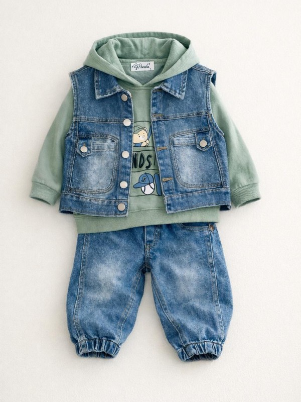 Σετ 3 τεμ RePanda Denim Pistachio