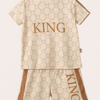 Μπλουζάκι KING μπεζ & σορτσάκι