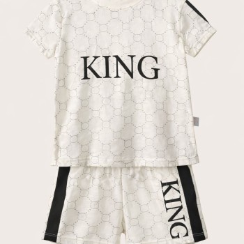 Μπλουζάκι KING λευκό & σορτσάκι